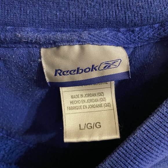 VTG 90s New York Giants Sweater Reebook Sz LRG Logo Blue Cotton Made in Jordan - Picture 3 of 8